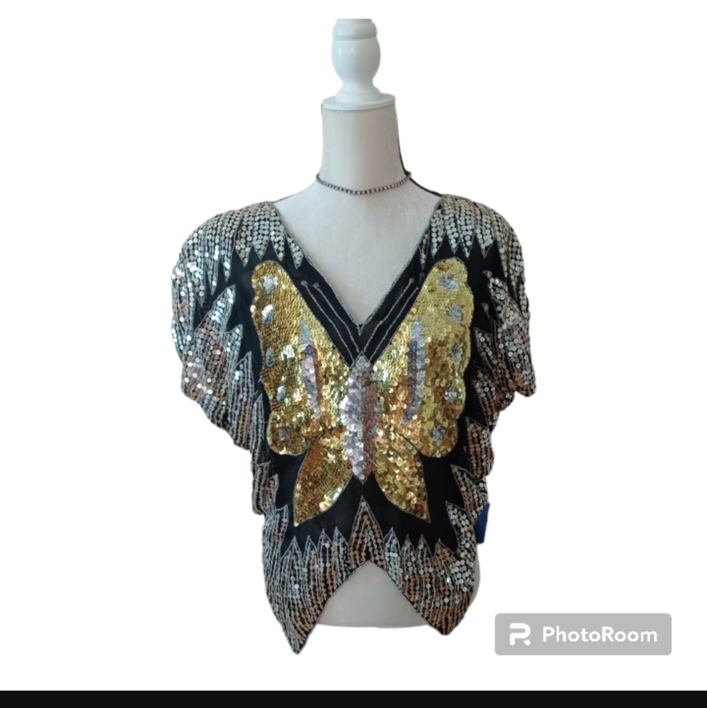Vintage blouse shirt top  sequin